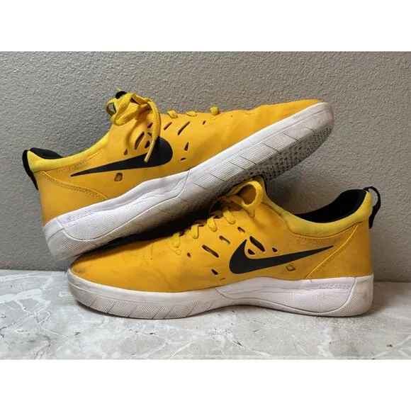 Nike Nyjah Free SB Mens 10.5 Black and Yellow Skateboarding Shoes Skate
