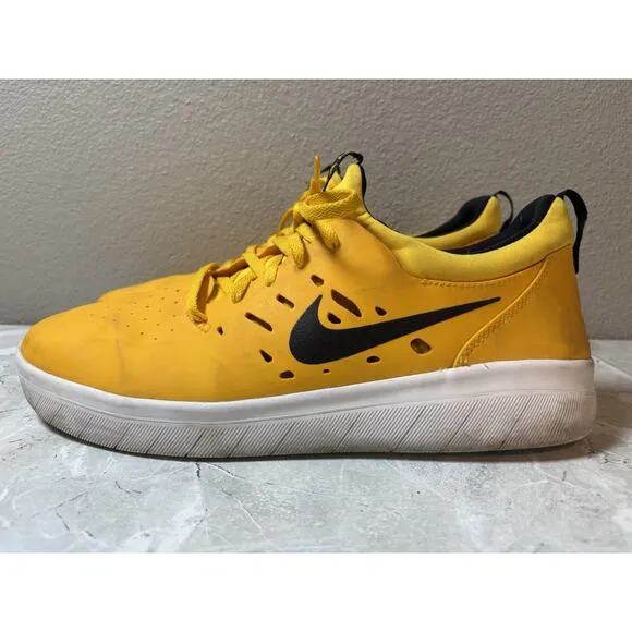 Nike Nyjah Free SB Mens 10.5 Black and Yellow Skateboarding Shoes Skate