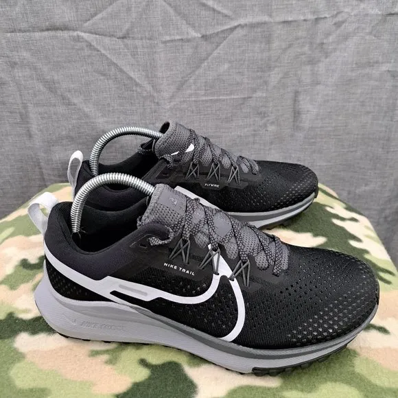 Nike React Pegasus Trail 4  Flywire Women Black Grey Running Shoes DJ6159-001