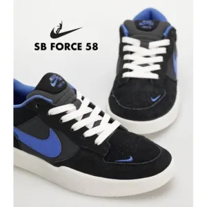 Nike SB Force 58 Suede Low Top Mens Skate Shoes Sneakers Black Royal Blue 14
