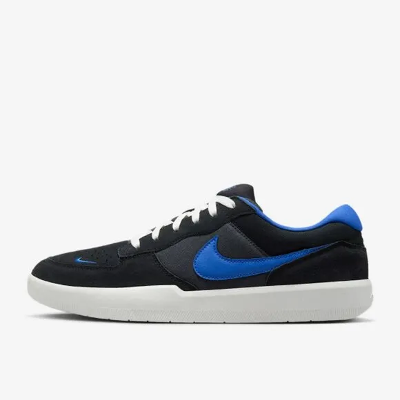 Nike SB Force 58 Suede Low Top Mens Skate Shoes Sneakers Black Royal Blue 14