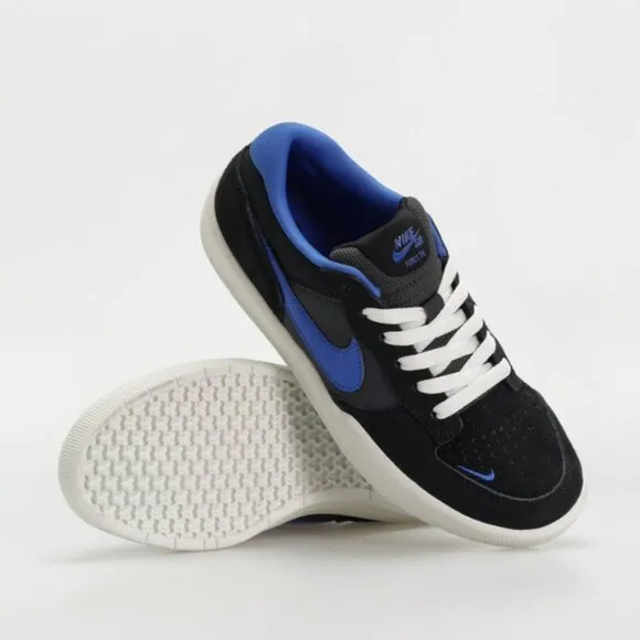 Nike SB Force 58 Suede Low Top Mens Skate Shoes Sneakers Black Royal Blue 14