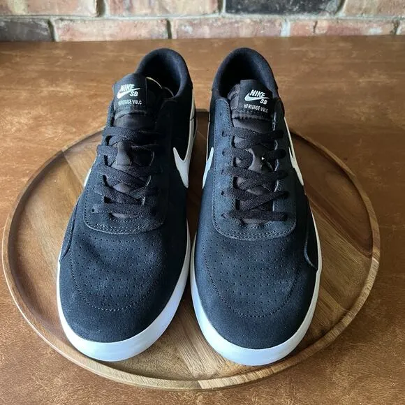 Nike SB Heritage Vulc Black Suede White Skate Sneaker Shoes CD5010-003 Men's 10