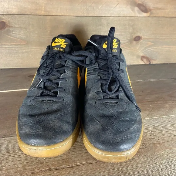 nike sb lunar gato mens size 11 shoes black yellow athletic skate sneakers