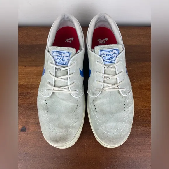 Nike SB Stefan Janoski Lunarlon White Suede Skate Shoes 654857-146 Men’s 11.5.
