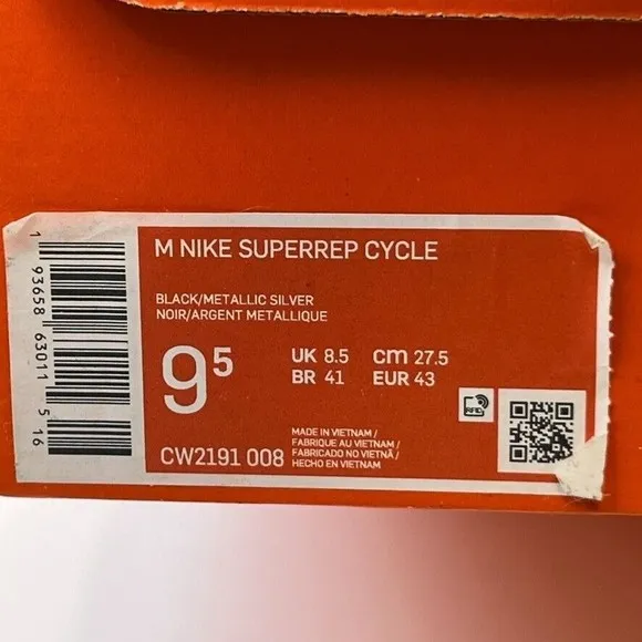 Nike Shoe Men 9.5 SuperRep Cycle Bike Black Low Top Venzo Plate Strap Sneaker Ne