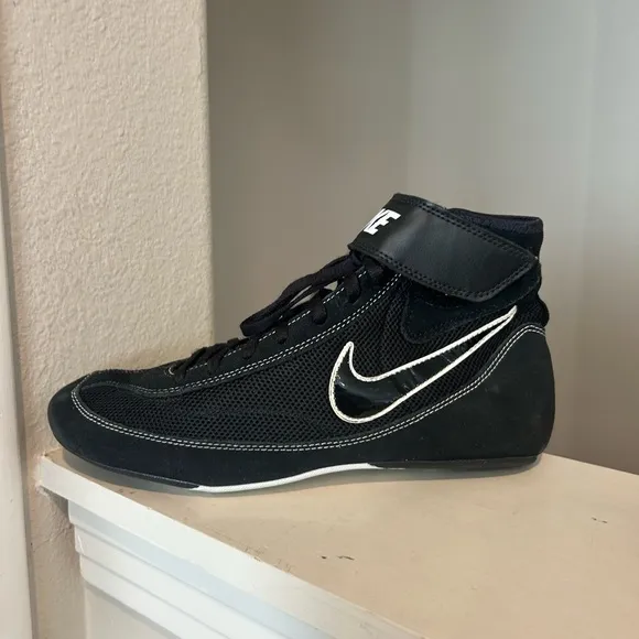 Nike Speed Sweep Wrestling Shoes Black 366683-001 High Top Lace Mens Size 9.5