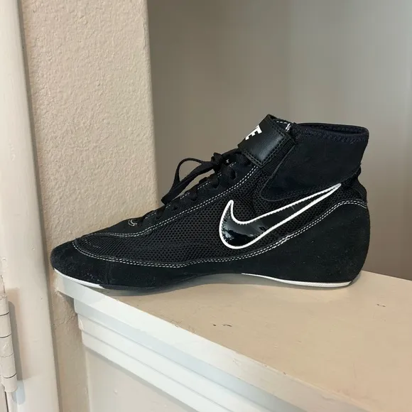 Nike Speed Sweep Wrestling Shoes Black 366683-001 High Top Lace Mens Size 9.5