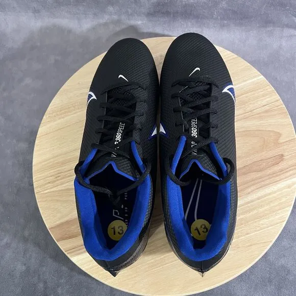 Nike Vapor Edge Speed 360 Football Cleats Black Blue Shoes Mens 13 CV6349-002