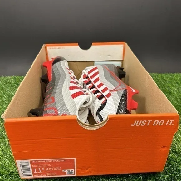 Nike‎ Vapor Edge Speed 360 Mens 11.5 White Red Black Football Cleats Brand New