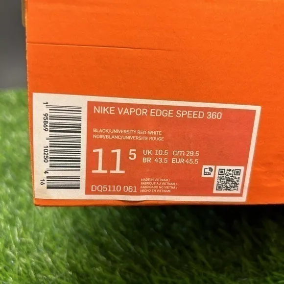 Nike‎ Vapor Edge Speed 360 Mens 11.5 White Red Black Football Cleats Brand New