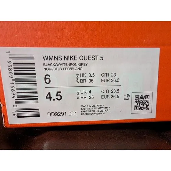Nike WMNS Quest 5 [DD9291-001] Women Running Shoes Black/Iron Grey SIZE 6
