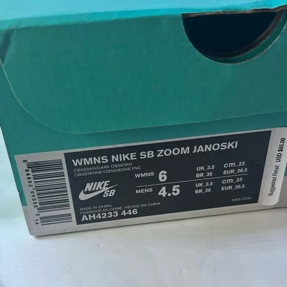 Nike Wms SB Zoom Air Janoski Blue Navy Obsidian Skate Sneakers Shoes Sz 6