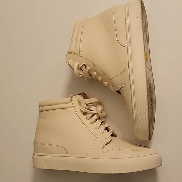 NISOLO 7 REINA CREAM BONE OFF WHITE LEATHER HIGH TOP SNEAKERS TENNIS SHOES