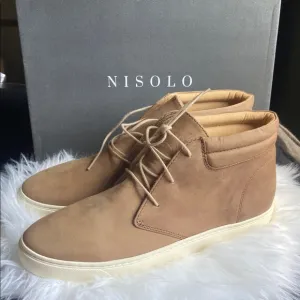 Nisolo Cortez Mid Top Men's Tan Leather Shoes Sneaker Tobacco Size 12.5 NWB