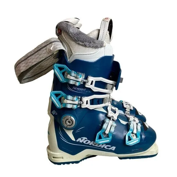 Nordica Ace Of Spades Ski Boots 23.5 Womens Pro Freestyle Blue &amp; White With Acce