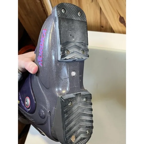 Nordica Bioflex Ski Boots Mondo Point Size 22.5 (Youth Size US 4.5) Purple Gray
