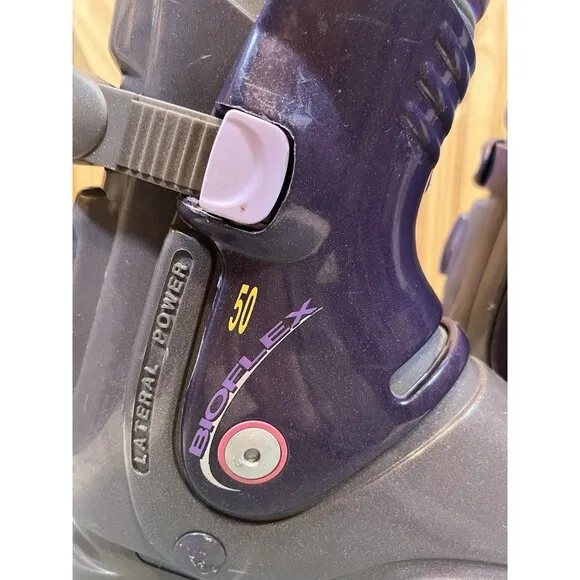 Nordica Bioflex Ski Boots Mondo Point Size 22.5 (Youth Size US 4.5) Purple Gray