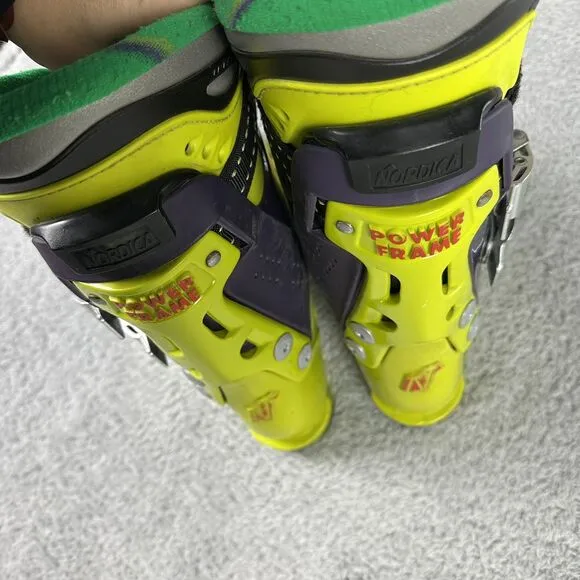 Nordica Grand Prix Ski Boots Yellow Green Purple Kevlar Reinforced Power Frame