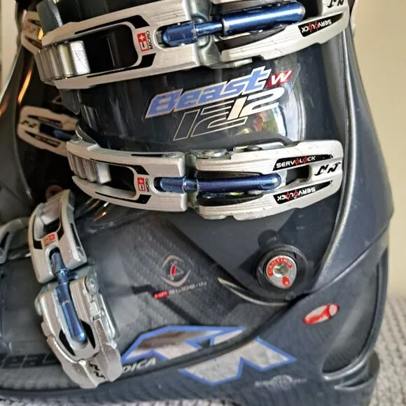Nordica The Beast 12 W Ski Boots Size 25 25.5 Blue Mens 7 7.5 Womens 8 8.5