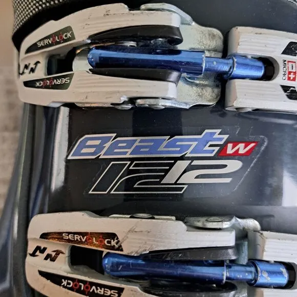Nordica The Beast 12 W Ski Boots Size 25 25.5 Blue Mens 7 7.5 Womens 8 8.5
