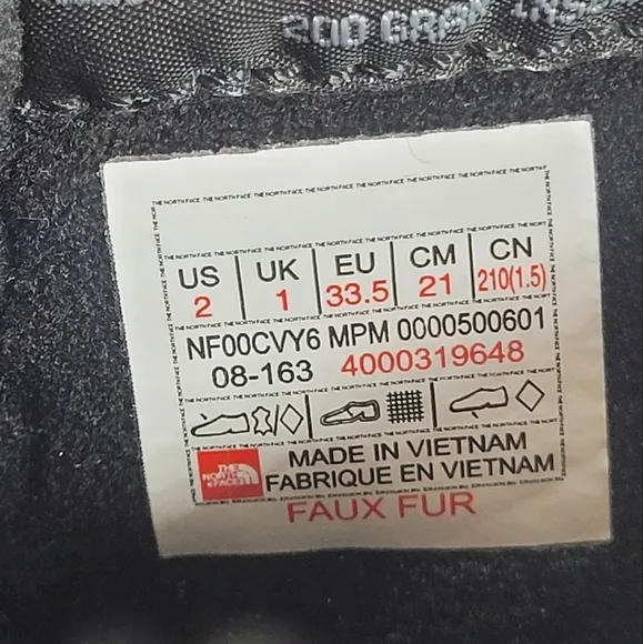 North Face Girl's Youth Boots Size 2