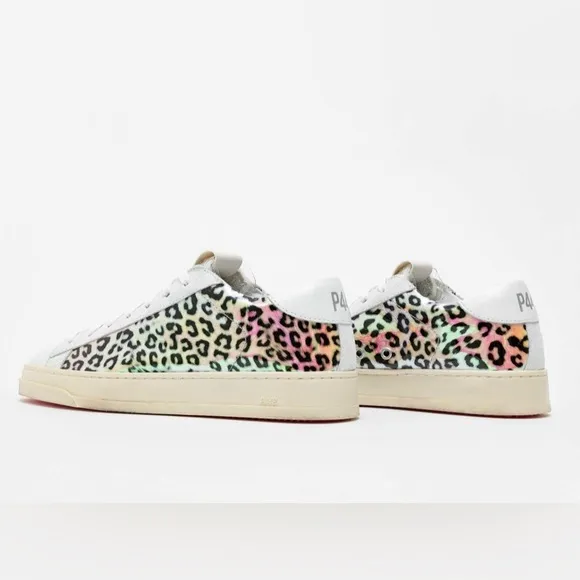 NWB P448 Jack Leopard Print Hologram Low Top Sneakers