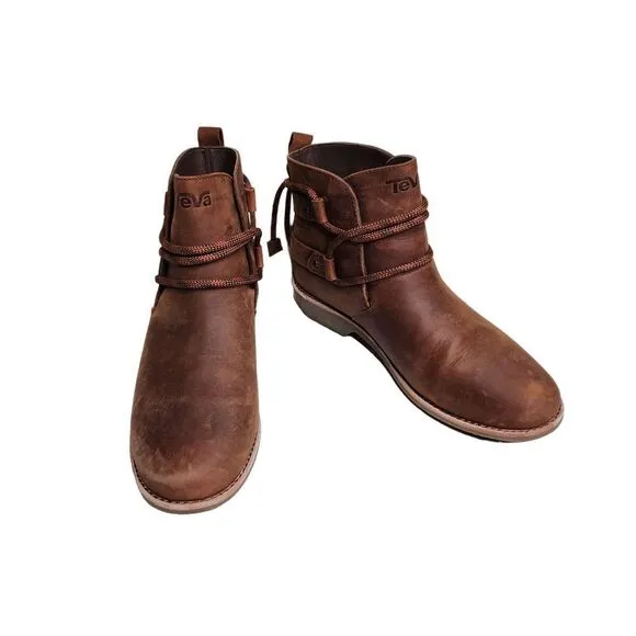 NWOB Teva De la vina dos shorty women's brown leather ankle boots Sz 7