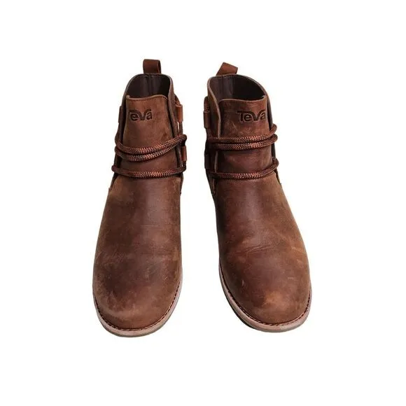 NWOB Teva De la vina dos shorty women's brown leather ankle boots Sz 7