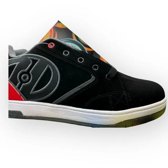 NWT Heelys Kids Boys Proper 2.0 Roller Skate Sneaker Shoes Black Red Size 9