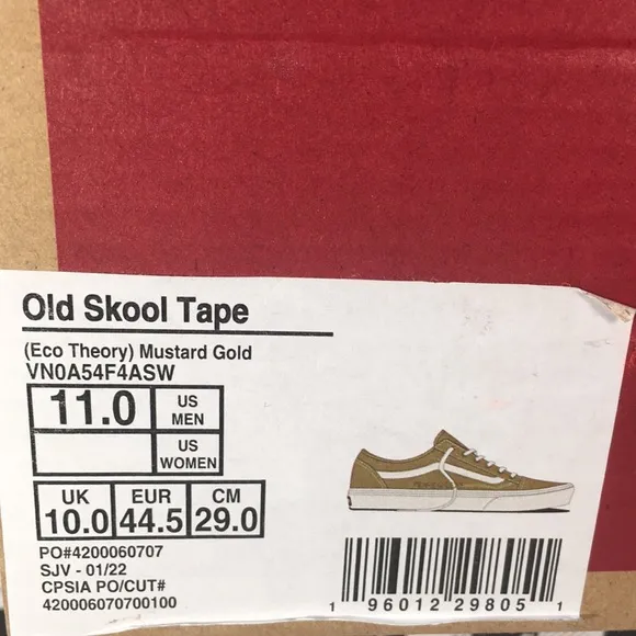 NWT Vans Old Skool Eco Theory Skate Shoes in Golden Mustard Men’s 11