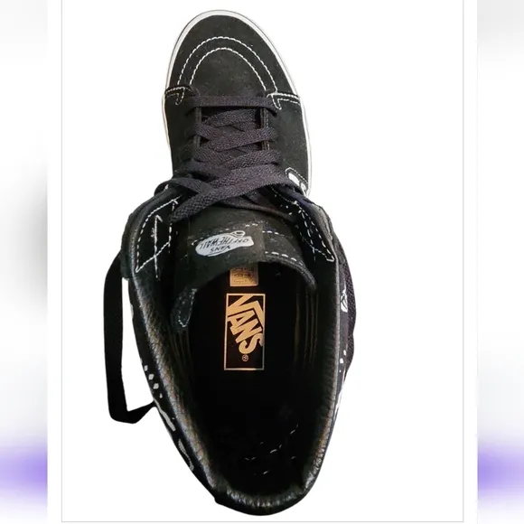 NWT VANS SK8-HI Bandana Black Suede Canvas Skate Shoes Men's Size 9.5 Women's 11