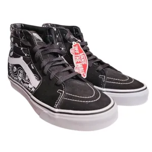 NWT VANS SK8-HI Bandana Black Suede Canvas Skate Shoes Men's Size 9.5 Women's 11
