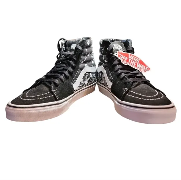 NWT VANS SK8-HI Bandana Black Suede Canvas Skate Shoes Men's Size 9.5 Women's 11
