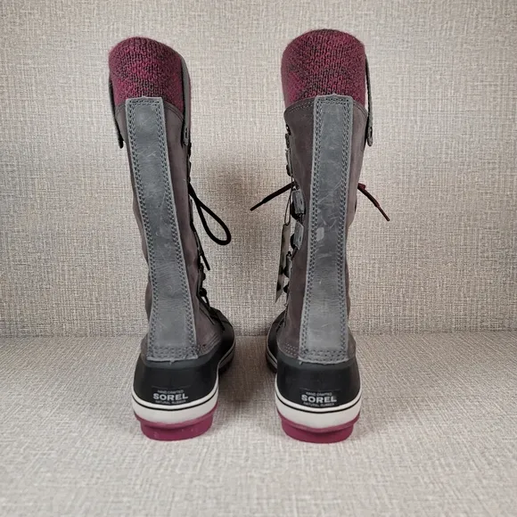 NWT Women’s 10 Sorel Purple Gray Joan OF Arctic Knit Shale Waterproof Boots