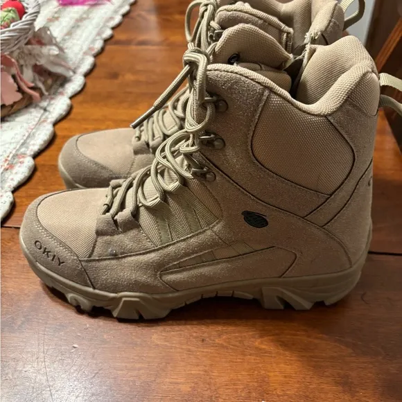 OKIY Men's Military Tactical Work Boots Hiking Motorcycle Combat Boots Response