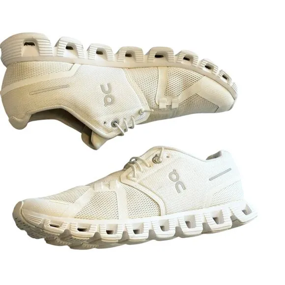 On Cloud Running Cloud 5 Low-Top Athletic Sneakers Round Toe White Size US W8.5