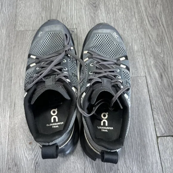 On Running Cloudsurfer Trail Women’s Sz 8 Black Gray Eclipse Trail Running Shoes