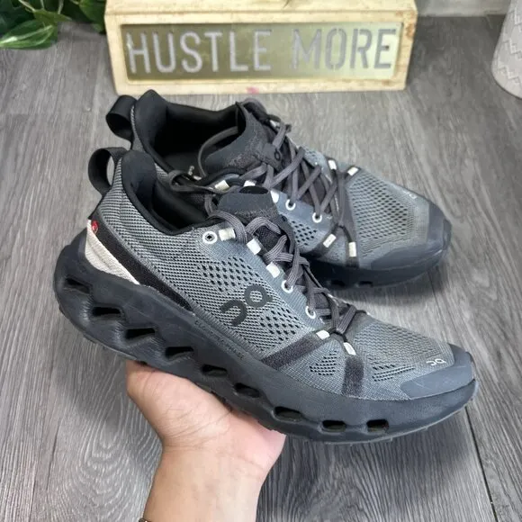 On Running Cloudsurfer Trail Women’s Sz 8 Black Gray Eclipse Trail Running Shoes