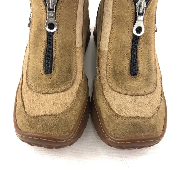 Oscar Sport Apres Ski Brown Fur Zip Up Winter Boots EUR 38