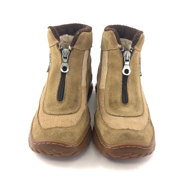 Oscar Sport Apres Ski Brown Fur Zip Up Winter Boots EUR 38