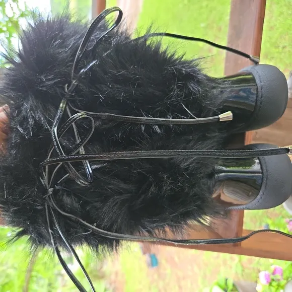 Oscar Sport Cortina Black Faux Fur Yeti Style Boots Handmade In Italy