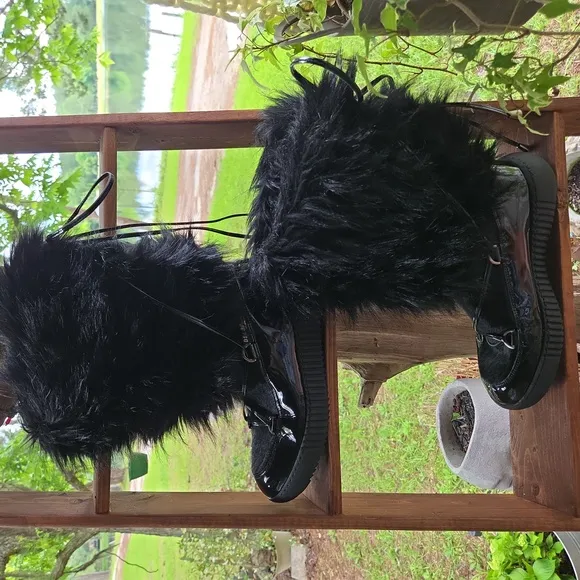 Oscar Sport Cortina Black Faux Fur Yeti Style Boots Handmade In Italy