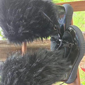 Oscar Sport Cortina Black Faux Fur Yeti Style Boots Handmade In Italy