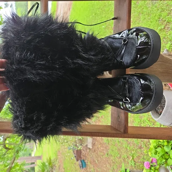 Oscar Sport Cortina Black Faux Fur Yeti Style Boots Handmade In Italy