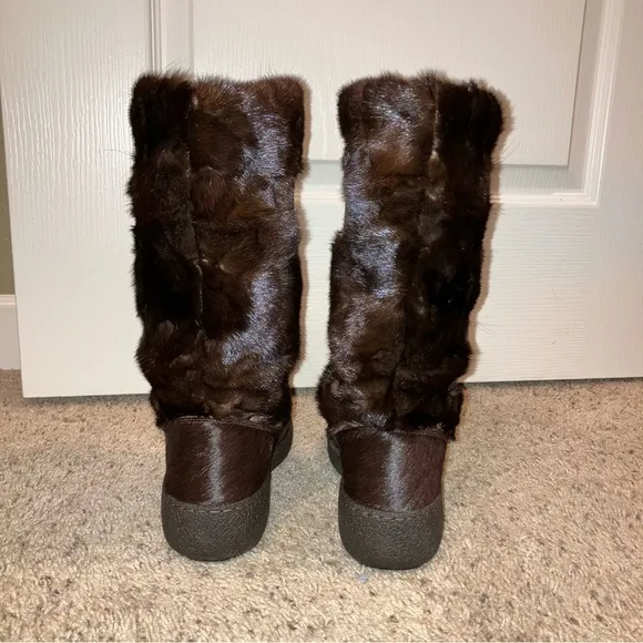 OSCAR SPORT Fur Boots SKI / APRES Brown - Sz 37 (US 6) NEW! Made in Italy