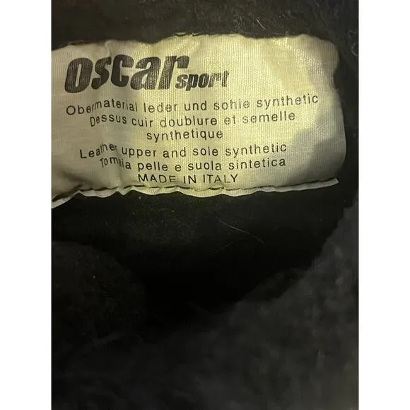 Oscar Sport •Women 37/US 6• Fur Boots Apres Ski Black Lace Up Winter Boots Italy
