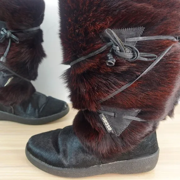 Oscar Sport Women Boots 37 6 Brown Goat Fur Lambswool Aspres Ski Shearling ITALY