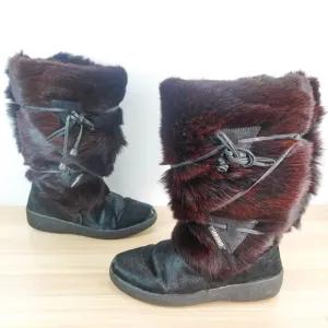 Oscar Sport Women Boots 37 6 Brown Goat Fur Lambswool Aspres Ski Shearling ITALY