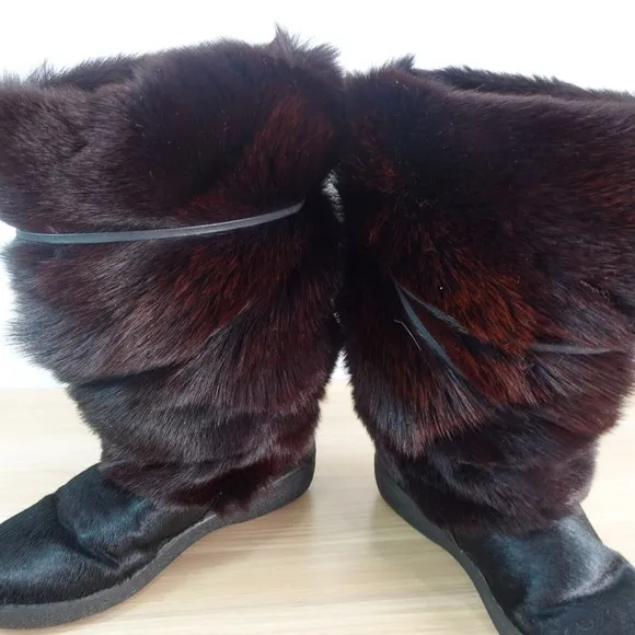 Oscar Sport Women Boots 37 6 Brown Goat Fur Lambswool Aspres Ski Shearling ITALY